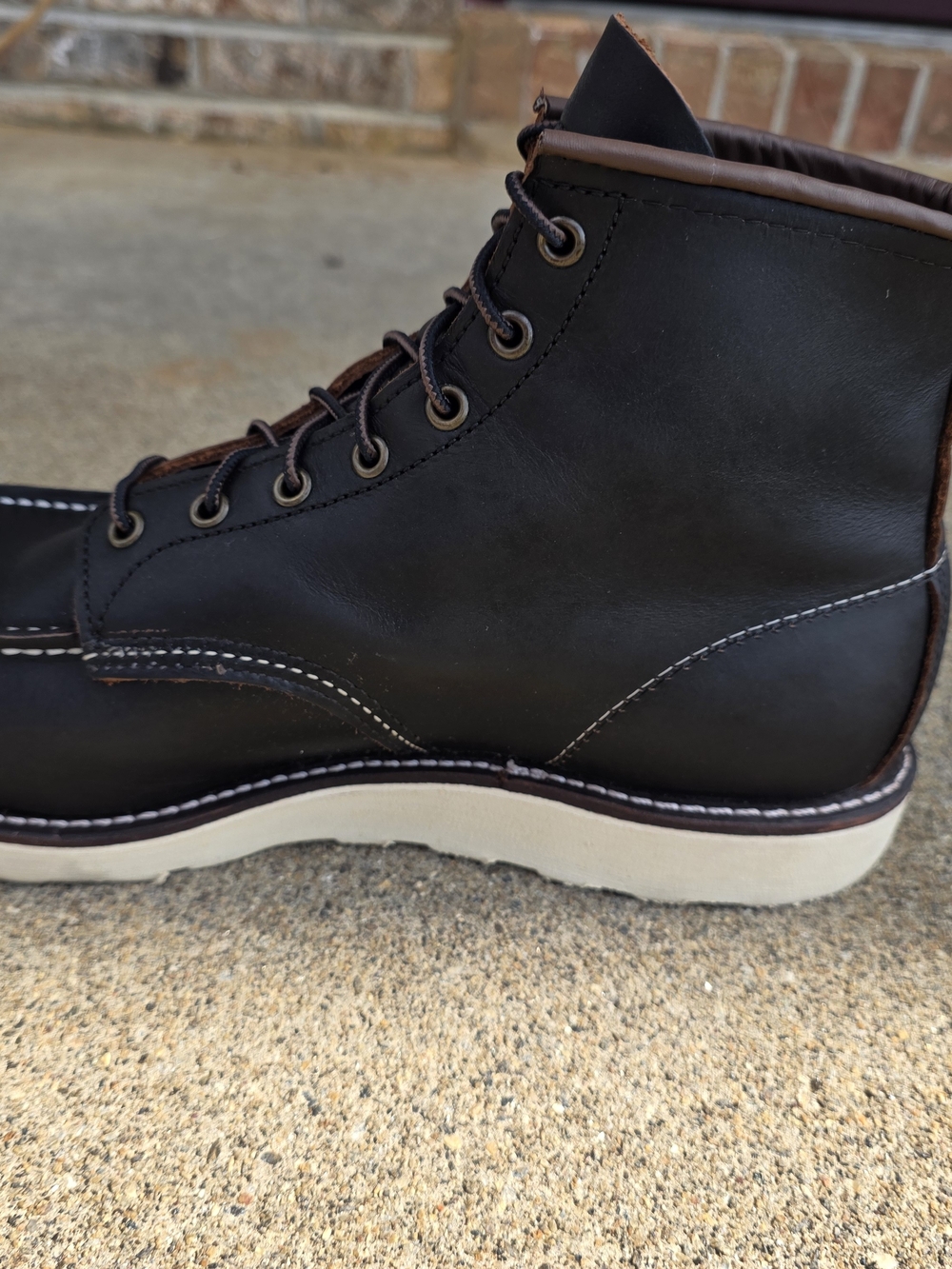 Red Wing Classic Moc Toe Wedge Sole Black Prairie Leather - Men's 13 / 8849 - Picture 6 of 10